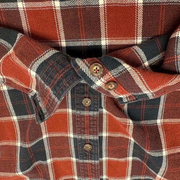 Duluth Trading Red Black Mens XLT Tall Flannel Cotton Plain Tartan Shacket Shirt - Picture 3 of 9